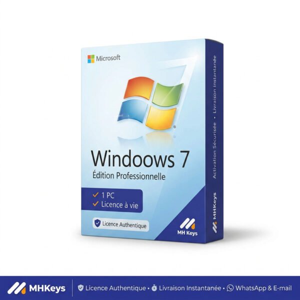 Windows 7 Professionnel | Clé OEM Officielle à Vie | 1 PC