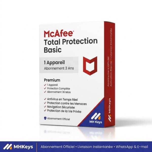 McAfee Total Protection Basic | 1 Appareil | Abonnement 3 Ans